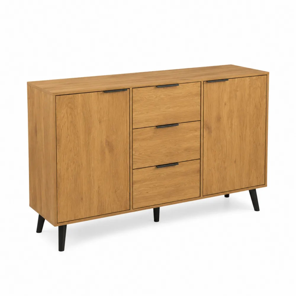 Sideboard aus Holz mit drei Schubladen und zwei T¨¹ren Braun/Schwarz