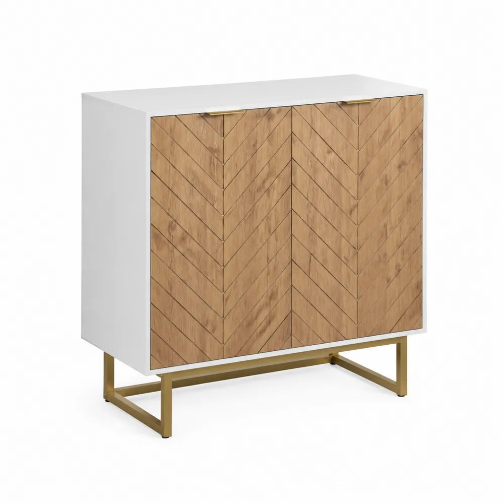 Sideboard Wei? Metall Eichefurnier 100x40x90cm