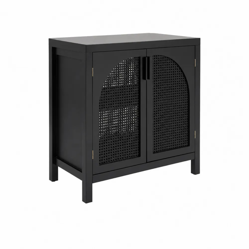 Schwarzes Holz-Sideboard mit Gittert¨¹ren 80cm x 40cm x 90cm
