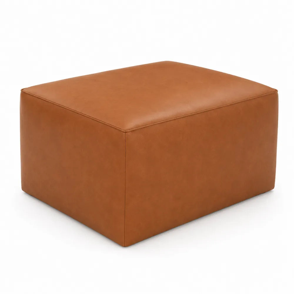 Rechteckiger Kunstleder Fu?hocker Braun 80x60x40cm