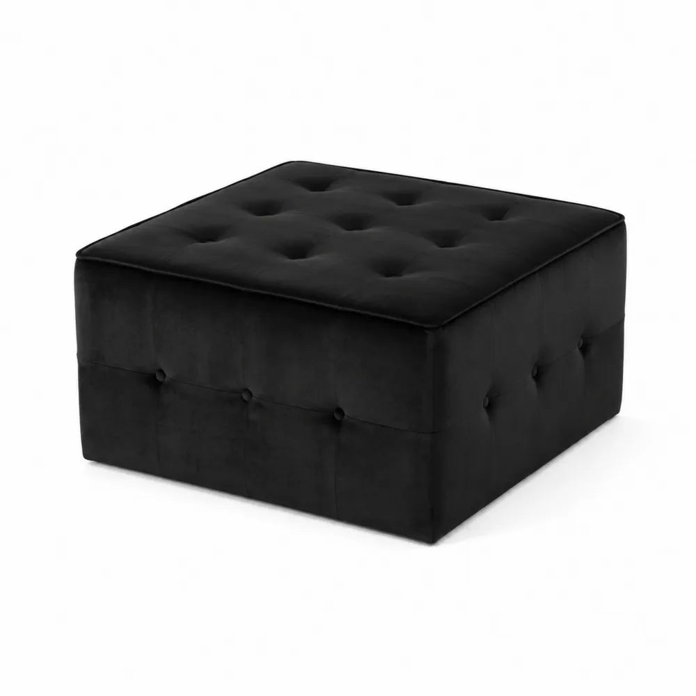 Quadratischer schwarzer Samthocker 60x60x40 cm