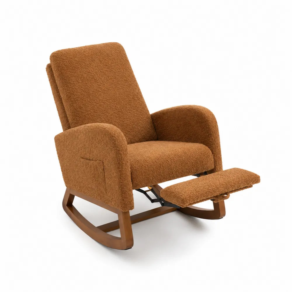 Polsterschaukelstuhl aus Polyester und Holz mit Relaxfunktion